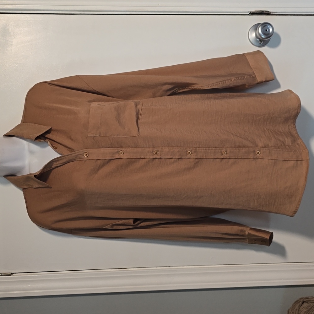Express Boyfriend Brown Blouse Sz L